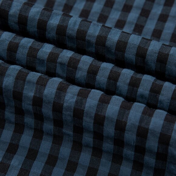 B243 Sail Blue Plaid Print Buttoned Pocketed High Waist Overall - Picture 10 of 16